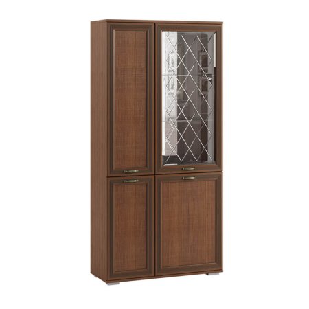 Ливорно шкаф с полками и витриной ЛШ-6 (Орех донской)