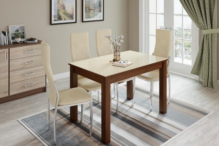 Стол обеденный Бруно (орех шоколадный/лакобель ваниль)