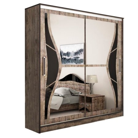 Бабочка Премиум шкаф-купе (Дуб/стекло черное, 150)