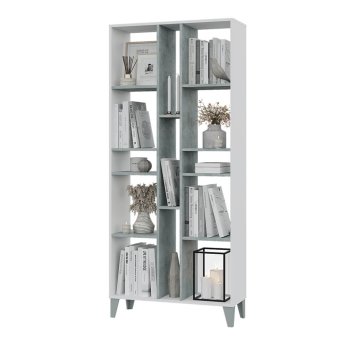 Асти cтеллаж (Белый/Бетон)