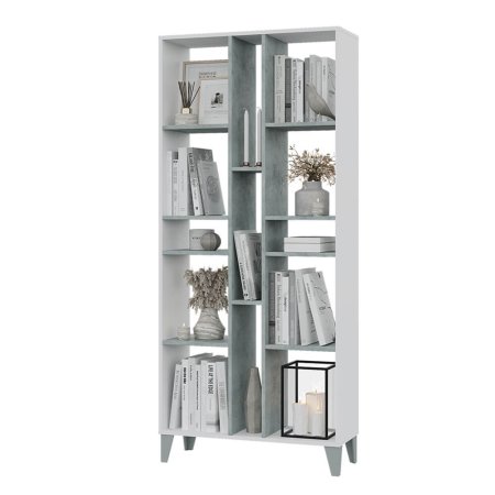 Асти cтеллаж (Белый/Бетон)