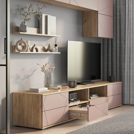 Гостиная Камелия ГС-01 (Крафт/Шарли пинк)