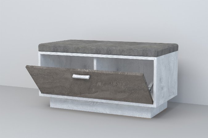 Эго Обувница Об-1 подиум (Бетон Светлый/Камень Темный)