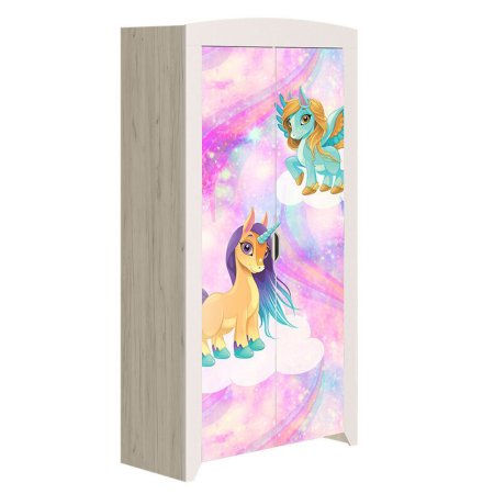 Буква Шкаф детский многофункциональный детский (Крафт белый/ Фотопечать Пони)