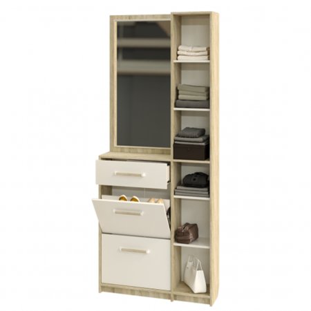 Эдем-1 Секция №2 обувница  (Дуб сонома / Белый жемчуг )