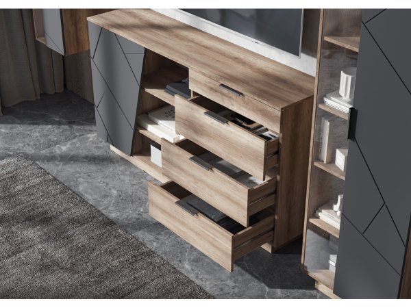 Даллас комод КМ 01 (дуб каньон/софт графит) снято с производства