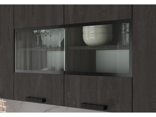 Кухня Эдинбург 2м (Железный камень/Дуб крафт серый)