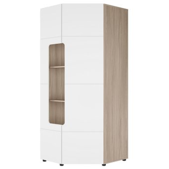 Палермо-3 шкаф угловой с открытыми полками ШК-014 (Шимо светлый / глянцевая Белый)