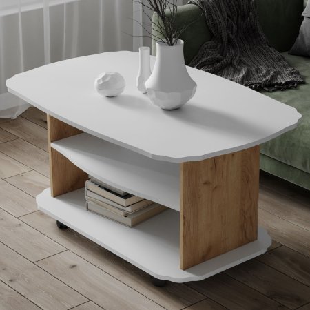 Стол журнальный Консул 2 в гостиную (Крафт золотой/Белый)