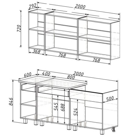 Кухня Дакота 2,0м (бетон пайн/графит)