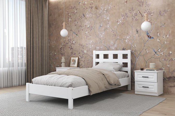 Вероника-4 кровать 90х200 + металлокаркас + комплект ножек (Белый античный)