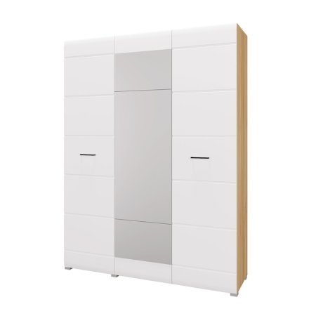 Ненси шкаф 3 ств с зеркалом (Крафт золотой/Белый глянец)