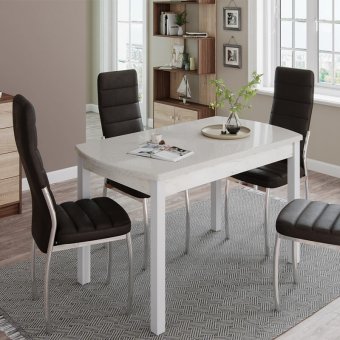 Стол обеденный Бостон-3 (металл белый/кремовый гранит)