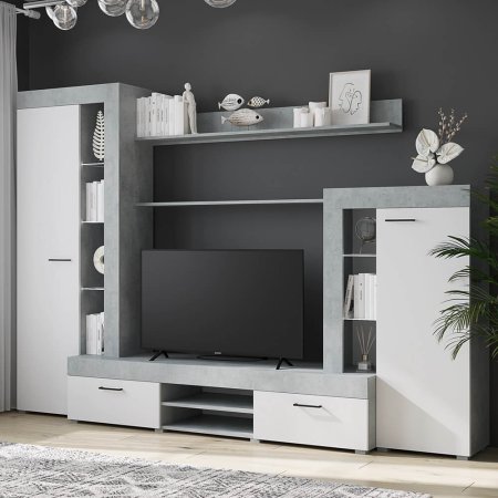 Гостиная Дельта (Белый/Бетон)