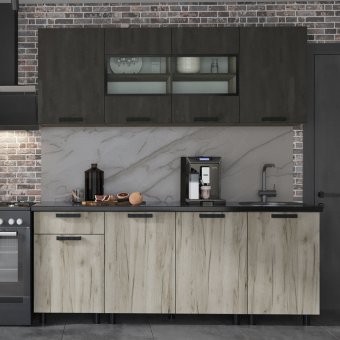 Кухня Эдинбург 2м (Железный камень/Дуб крафт серый)