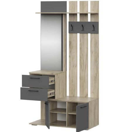 Бостон вешалка ВШ-1 (дуб крафт серый/серый графит)