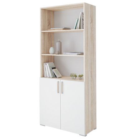 Стеллаж к столу компьютерному Квартет (Сонома/Белый)