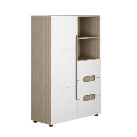 Палермо-3 Ю шкаф 1 ств. комбинир ШК-019 (Шимо светлый / глянцевая Белый)