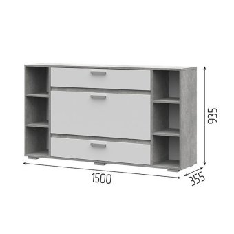 Денвер КМ 02 Комод (ателье светлый/ белый шагрень)