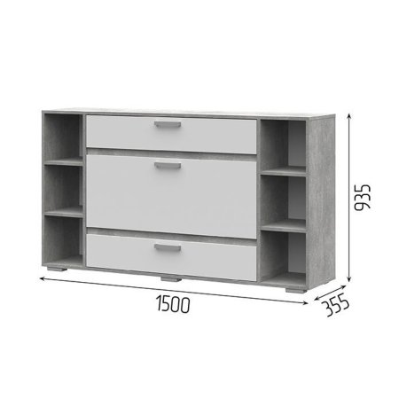 Денвер КМ 02 Комод (ателье светлый/ белый шагрень)