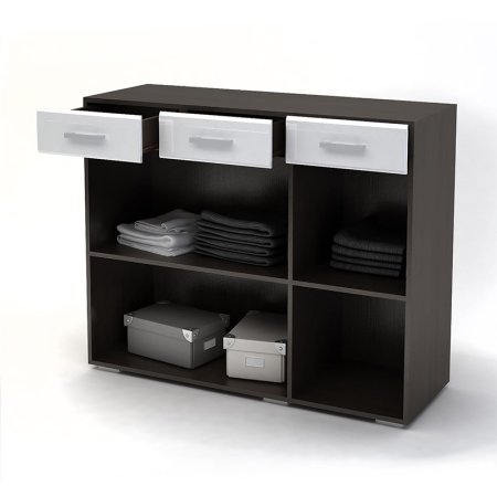 Вегас комод 3 ящика снято с производства (Венге/Белый глянец)