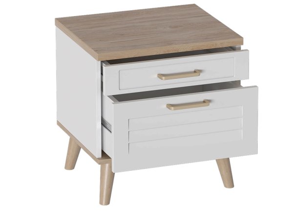 Гавана тумба прикроватная с 2 ящиками (Дуб натуральный светлый / Белый матовый)
