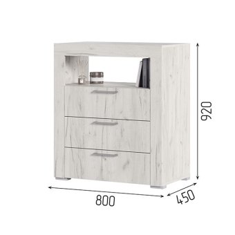 Гранд комод К2 (дуб крафт белый)