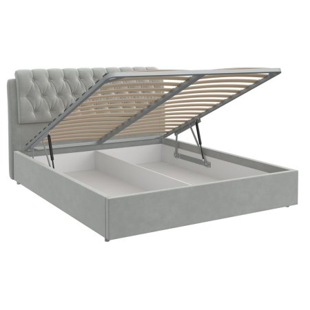 кровать Белиста 160х200 + металлокаркас + подъемный механизм (Светло-серый)
