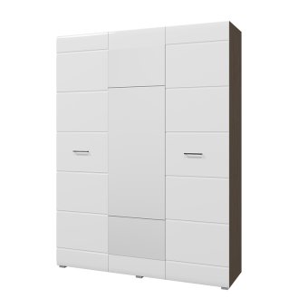 Ненси шкаф 3 ств с зеркалом (Венге/Белый глянец)