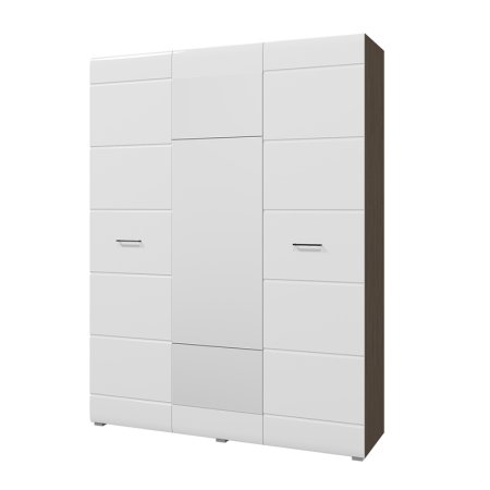 Ненси шкаф 3 ств с зеркалом (Венге/Белый глянец)