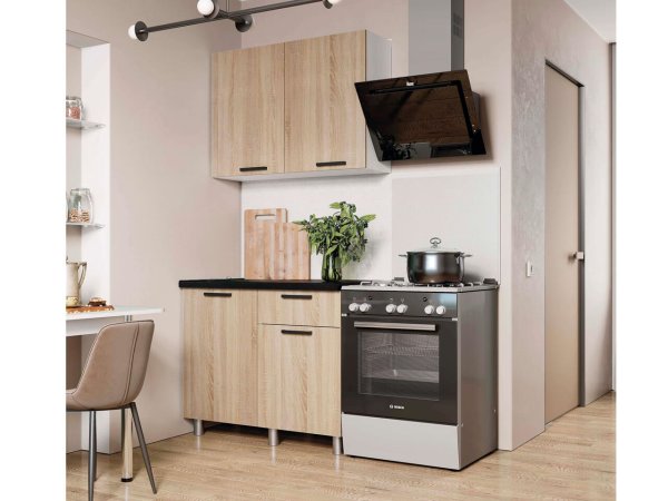 Кухня Ева (дуб сонома/черный янтарь)