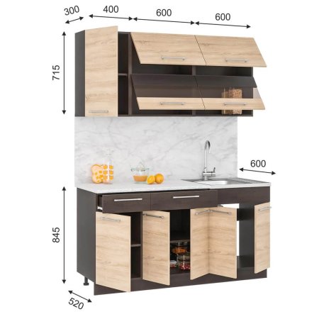 Кухня Маша-2 ЛДСП 1,6м (венге/дуб сонома)