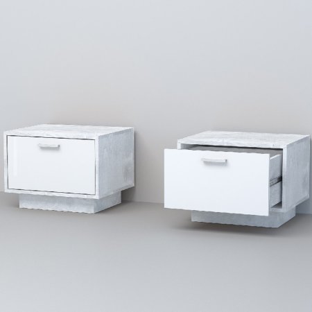 Эго Тумба Т-5 подиум (Бетон светлый/Белый глянец)