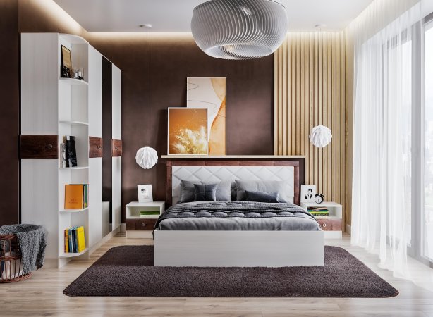 Мадлен шкаф 3 ств. (анкор светлый/МДФ дуб бомонд какао)