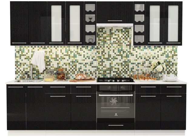 Модульная кухня Олива металлик (Металлик черный)