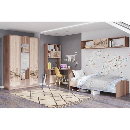 Орион кровать детская 80х190 (ясень шимо/дуб сонома)