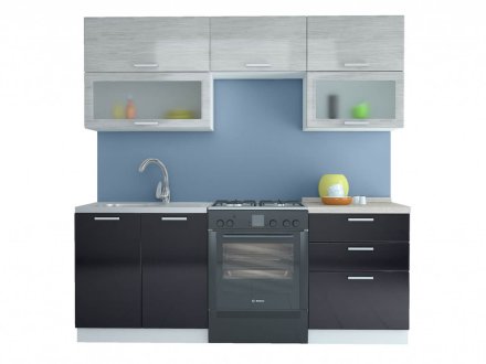 Кухня Равенна Стайл со столешницей 2,0м (60) (Титан белый/титан черный)