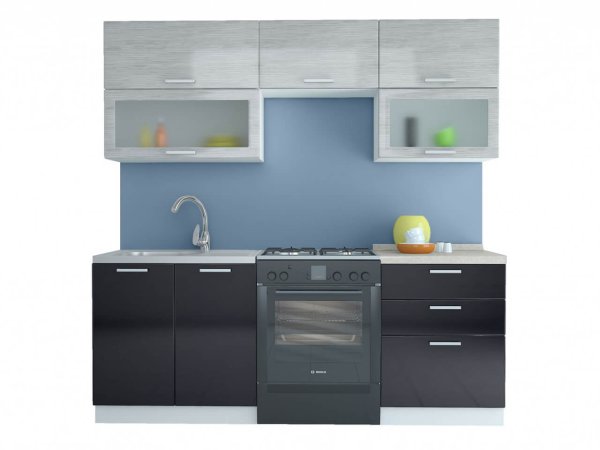 Кухня Равенна Стайл со столешницей 2,0м (60) (Титан белый/титан черный)