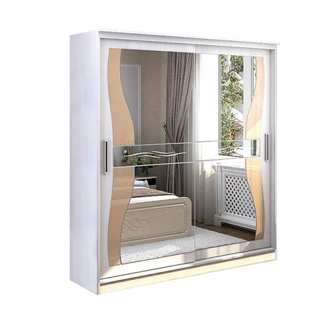 Шкаф-купе Олимп 1 зеркало,лакобель (Анкор белый)
