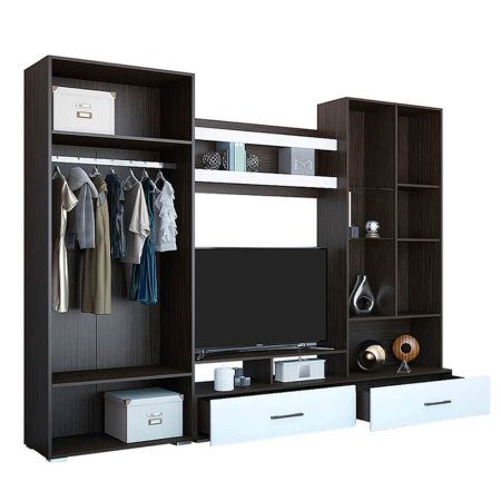 Гостиная Ненси 1 МДФ (Венге/Белый глянец)