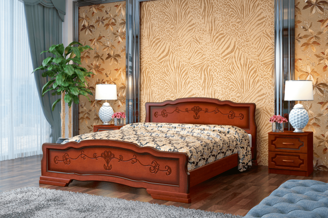 Карина-6 кровать 160х200 +металлокаркас + ножки (Орех)