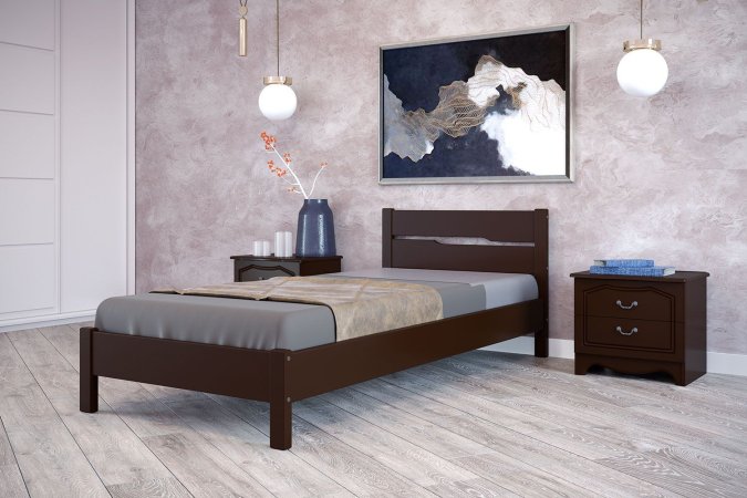 Вероника-5 кровать 90х200 + металлокаркас + комплект ножек (Орех темный)