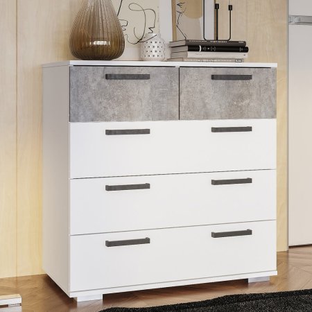 Комод Стандарт №5 NEW (Белый / Цемент светлый)