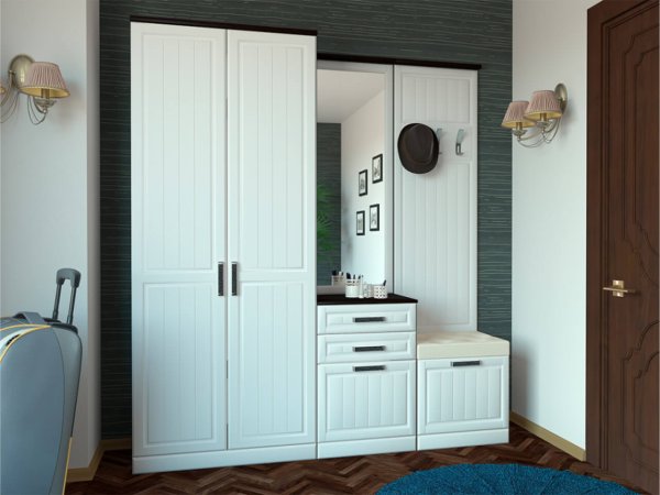 Венеция-1 прихожая комплект 1 (Венге / Белое дерево)