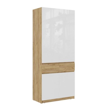 Бостон шкаф ШК-002 2 ств. (Дуб Крафт Золотой/Белый Глянец)