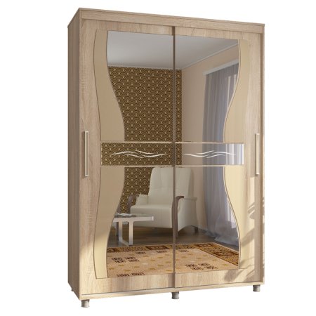 Комфорт-12 шкаф-купе Прайм Фигурные зеркала (Дуб сонома, 150)