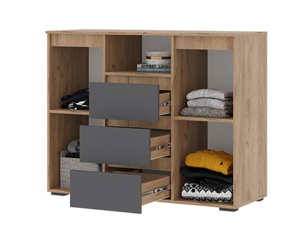 Хелен комод КМ 01 1202 (Дуб крафт золотой/Графит)