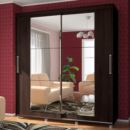 Комфорт-12 шкаф-купе Прайм Прямоугольные зеркала (Венге, 200)