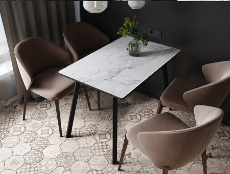 Стол обеденный Лофт 80х120 см (Мрамор белый)