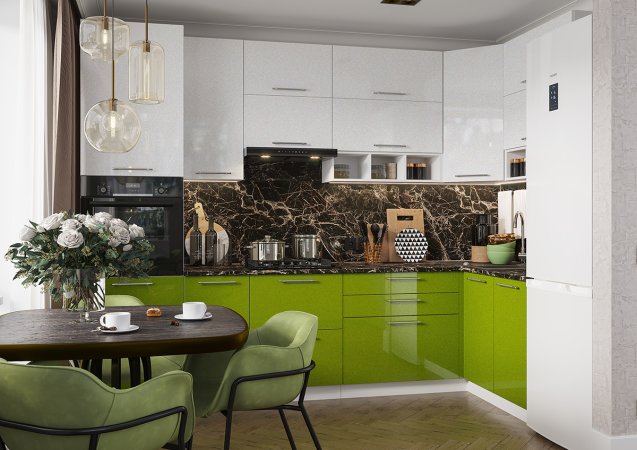 Модульная кухня Олива металлик (Металлик зеленый)